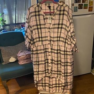 Torrid Pink and Black Plaid Top